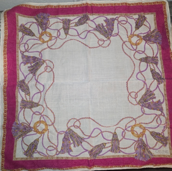 Celine White, Pink, and Purple Tassel Scarf - Picture 1 of 3